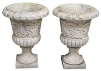 (2) CLASSICAL STYLE OUTDOOR MARBLE GARDEN URNS