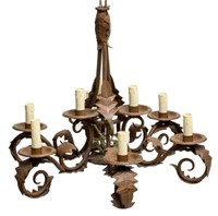FRENCH STYLE WROUGHT IRON NINE-LIGHT CHANDELIER