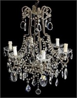 ITALIAN BEADED METAL & PRISM 6-LIGHT CHANDELIER