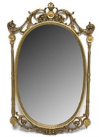 LARGE EMPIRE STYLE GILTWOOD WALL MIRROR