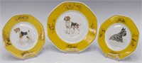 (3) HERMES PARIS PORCELAIN ASSORTED DOG PLATES