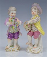 (2) MEISSEN PORCELIAN CHILDREN, BOYS WITH FLOWERS