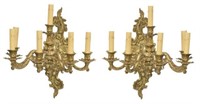 (PAIR) LOUIS XV STYLE SIX LIGHT WALL SCONCES