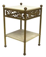 ITALIAN GILT BRASS & MARBLE TIERED SIDE TABLE