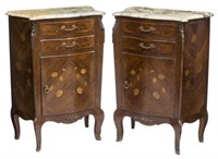 (PAIR) LOUIS XV STYLE MARQUETRY BEDSIDE CABINETS