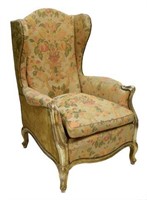 LOUIS XV STYLE GILTWOOD WINGBACK ARMCHAIR