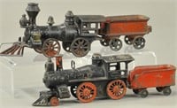 PAIR OF CAST IRON ENGINES W/TENDERS