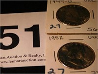 1949-D & 1952 Franklin half dollars