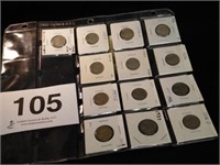 Thirteen Buffalo nickels, graded by someone else
