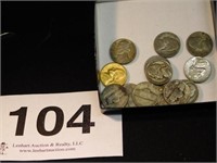 Twelve War nickels - gold colored 1966 nickel