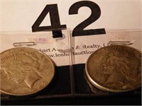 1923 D & S Peace silver dollars