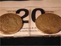 Two 1921-S Morgan silver dollars