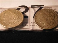 Two 1921 S Morgan silver dollars