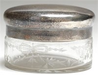 German .950 Silver & Etched Glass Vanity Jar