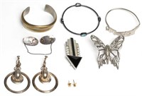 9 Costume Jewelry Pieces, Including Silver