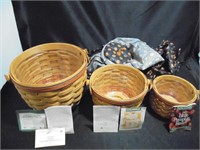 3 Longaberger Baskets with Liners and Inserts