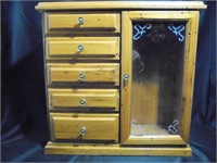 Tall 5 drawer Jewelry Box w/ Glass Door
