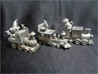 3 Small Pewter Train Engines
