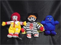 Rare 3 pc McDonalds Plush Figures