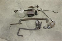 Vintage Tools with Pulleys and Large C Clamp
