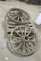 (2) Wooden Wagon Wheels, 36"