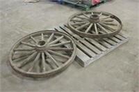 (2) Wooden Wagon Wheels