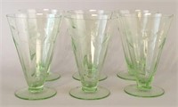 Vintage Cut Glass Footed Tumblers, 6