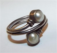 Sterling Silver And Pearl Ring