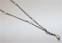 Sterling Silver And Pearl Necklace