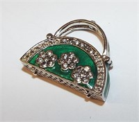Sterling Silver And Enameled Purse Pendant