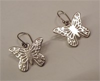 Pair Of Sterling Silver Butterfly Earrings