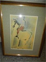 ARTIST SIGNED FRAMED ART HORSE AND MAN