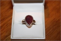 Sterling Silver Created Ruby Ring Size 8.5