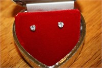 10K Gold Aquamarine Heart Shaped Earrings