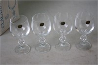 4 Bohemia Crystal Glasses made in Czech Republic