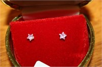 14K Gold Pink Cubic Zirconia Star Shaped Earrings