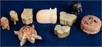 Stone Carved Trinket Boxes & Animal Figurines