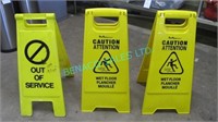 LOT, 3X CAUTION / OUT OF SERVICE SIGNS