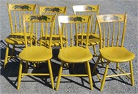 SET OF SIX MUSTARD PAINTED SPINDLEBACK CHAIRS