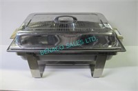 1X, S/S CHAFING DISH W/ GOLD HANDLES + LID