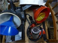 Box of funnels - hard hat - heat gun