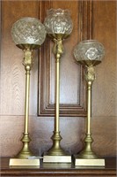 Matching Brass Finish Candle Stands in
