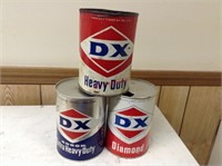 3 Vintage DX 1 QT Motor Oil Cans