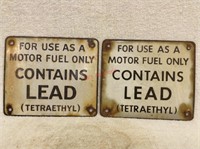 Pair of Early Porcelain Gas pump plates