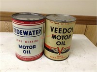2 Vintage Veedol & tidewater 1 Qt Motor oil cans