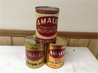 Lot of 3 Vintage Amalie 1 QT Motor Oil Cans