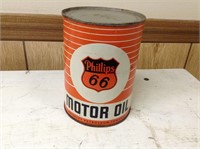 Vintage Phillips 66 1 QT motor oil can orange