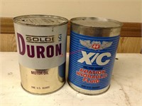 Lot of 2 Vintage Duron & XC Phillips 1 QT oil cans
