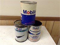 3 Vintage Mobil Jet Oil 254 1 QT Motor Oil Cans