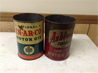 2 Vintage EN-AR-CO & Ashland 1 QT Motor Oil Cans